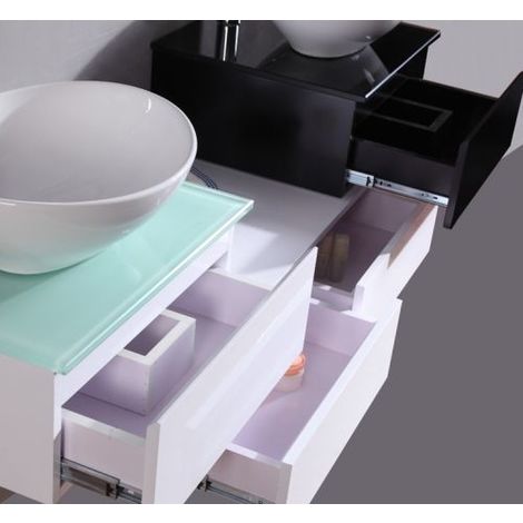 Bagno Italia Mobile Arredo Bagno 150cm sospeso bianco con lavabo d'appoggio  e specchio Mobili 1 l : : Casa e cucina