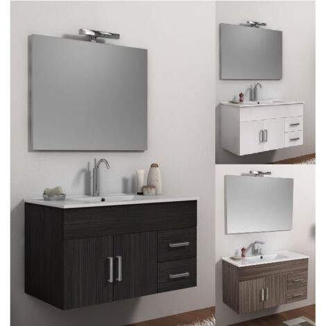 Bagno Italia Arredo Bagno 100 cm mobile sospeso moderno colori wengè con lavabo in ceramica Mobili