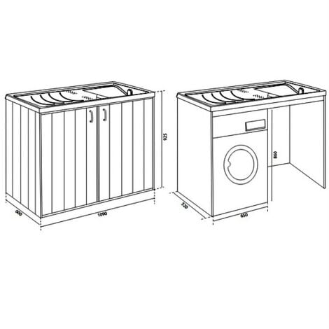 Bagno Italia Base copri lavatrice per esterno mobile coprilavatrice 109x60x92 cm bianco con lavatoio reversibile