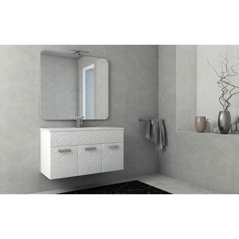 Bagno Italia Mobile bagno sospeso 100 cm arredo moderno bianco lavandino