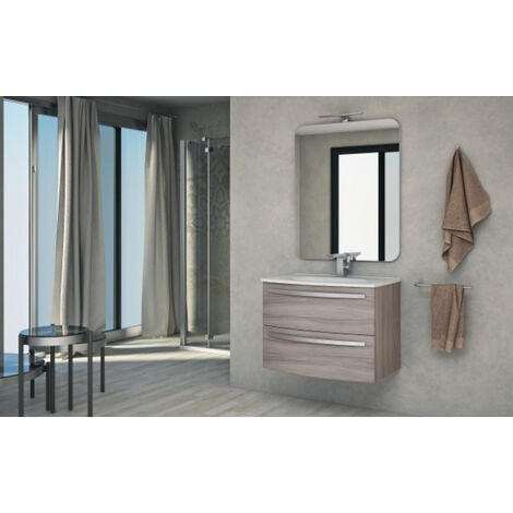 Bagno Italia Arredo da bagno cm 74 lavandino in ceramica mobile moderno sospeso larice