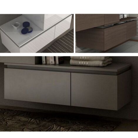 Bagno Italia Cassettiera sospesa 100 cm x 32 cm x 45 cm. Colore bianco lucido