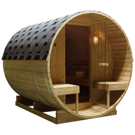 Bagno Italia Sauna da esterno 189×220 cm Finlandese a forma di botte con stufa