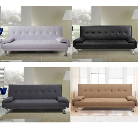 Bagno Italia Divano Letto da cm 194 Sofa per Soggiorno Moderno per 3 Persone Ecopelle Nero