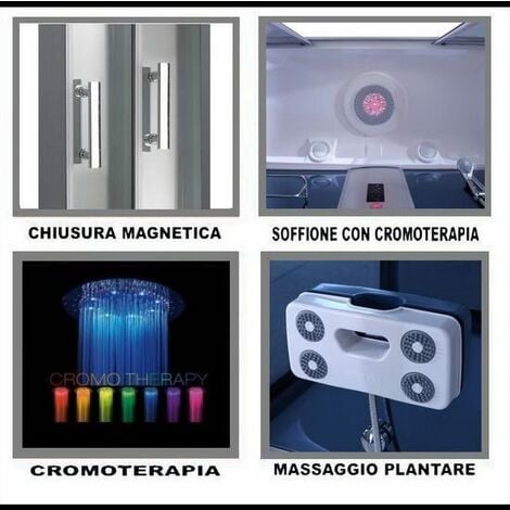 Bagno Italia Box idromassaggio 120X80 cabina doccia multifunzione bluetooth cromoterapia ozonoterapia