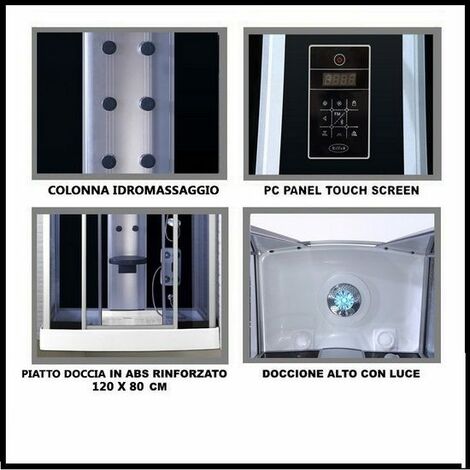 Bagno Italia Box idromassaggio 120X80 cabina doccia multifunzione bluetooth cromoterapia ozonoterapia