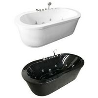 Bagno Italia Vasca da bagno freestanding con idromassaggio 185x95 10 getti bianca