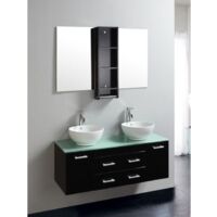Bagno Italia Arredo Bagno doppio lavabo 120 cm mobile sospeso moderno top in cristallo specchio e miscelatori inclusi Mobili