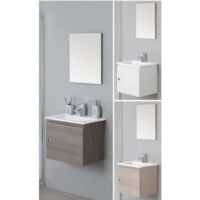 Bagno Italia Arredo bagno sospeso 50 cm mobile moderno rovere chiaro lavandino in ceramica