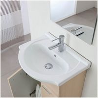 Mobile bagno Icaro cm 85 sospeso rovere chiaro o grigio chiaro bianco lavabo  in ceramica con specchio