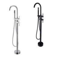 Bagno Italia miscelatore a colonna per vasca freestanding nero opaco con doccetta GL04