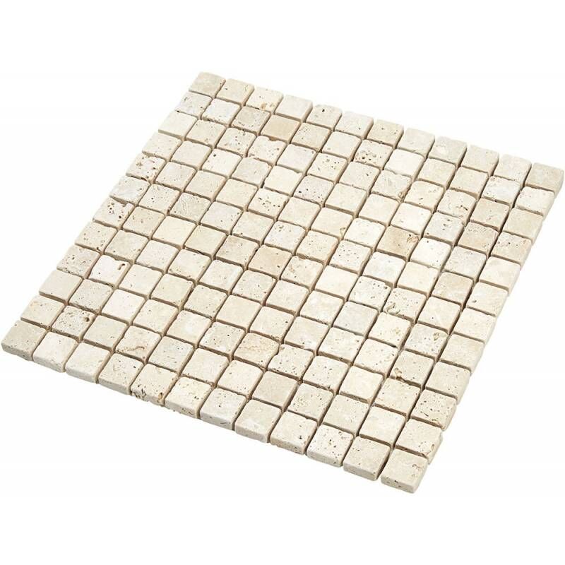 Carrelage mosaïque Travertn - Perre naturelle bege - Brck Spltface Charo Travertn 3D