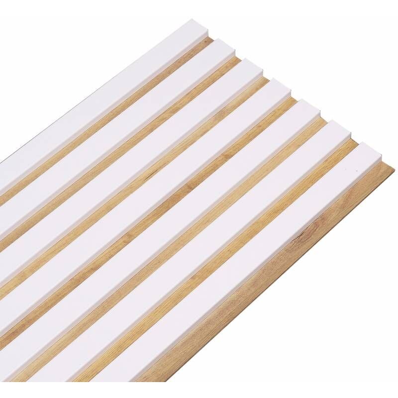 Panneau tasseaux bois 250 x 30 x 1,4 cm décor blanc / fond rigide chêne - 0,75m²