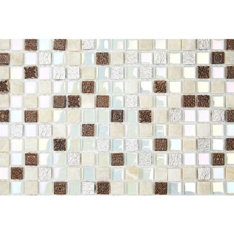 Mosaïque Verre / Pierre - Nacre - 1.5 x 1.5 cm