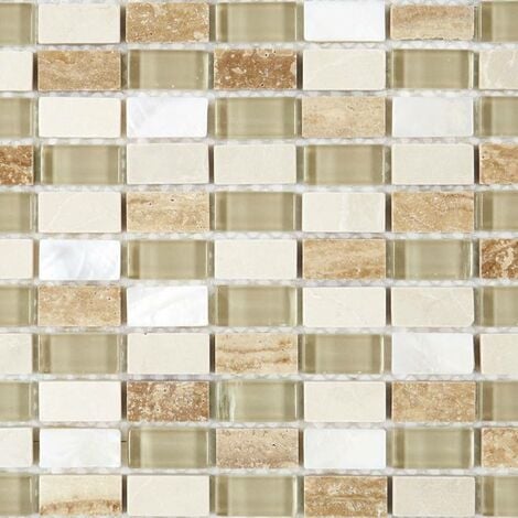 Mosaïque Pierre / Verre - Beige - 1.5 x 3 cm
