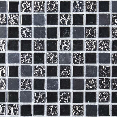 Mosaïque Pierre / Verre - Black - 1.5 x 1.5 cm