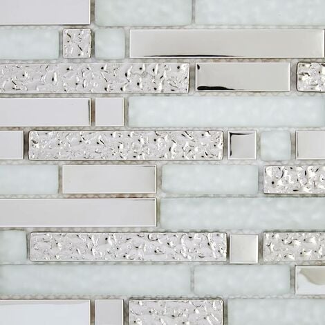 Mosaïque Alu / Verre - Black / White - Barrettes