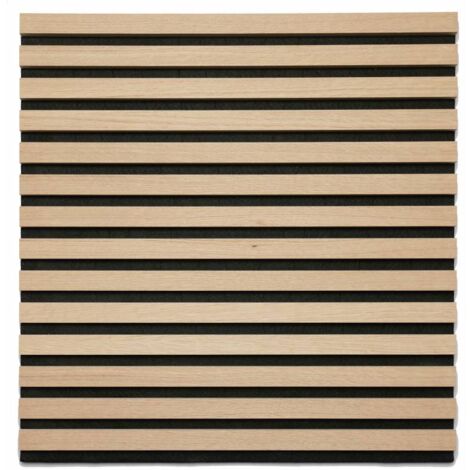 Decoon – Panneau décoratif mural 60 x 60 cm – Lattes en chêne clair véritable – Épaisseur 1,9 cm – Amélioration acoustique – Facilité de pose (1/4)