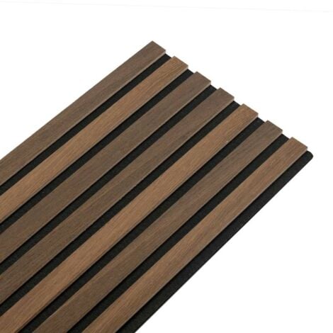 Panneau tasseaux bois 120 x 30 x 1cm - Lamelles chêne foncé véritable fond noir - 0,36m²