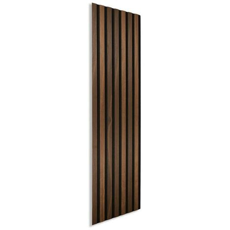 Panneau tasseaux bois 120 x 30 x 1cm - Lamelles chêne foncé véritable fond noir - 0,36m²