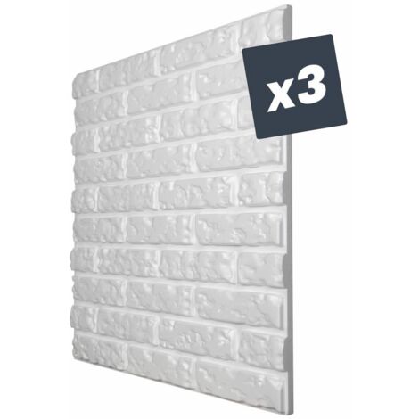 Decoon – Lot de 3 panneaux muraux décoratifs 3D en polystyrène effet brique – 60x60x2,5 cm – Résistants à l'humidité et personnalisables – 1,08 m² (1/4)