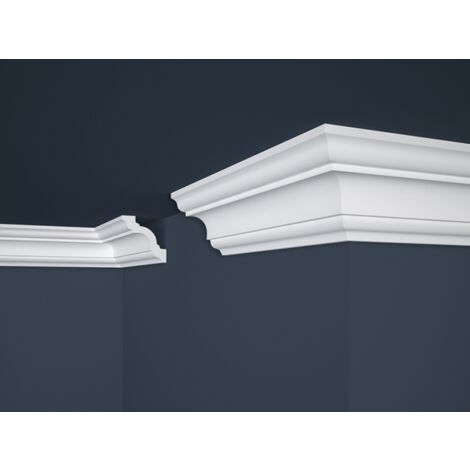 Decoon – Lot de 30 corniches de plafond décoratives 200x8x8 cm – Polystyrène léger – Effet intégré après peinture – Pour salons et bureaux