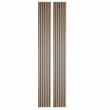 Lot de 2 Panneaux tasseaux bois 250 x 30 x 1,9 cm - décor chêne clair fond noir - 1,5m²