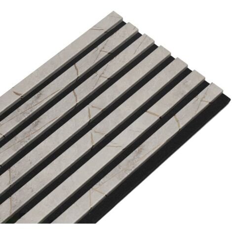 Decoon – Panneau décoratif mural acoustique en MDF 120 x 30 x 1,9 cm – Décor marbre gris et feutrine noire – Isolation phonique 8 mm - BOIS 120 X