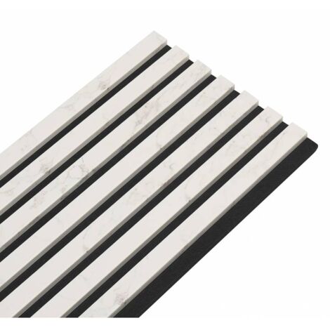 Decoon – Panneau décoratif mural acoustique 120 x 30 x 1,9 cm – Décor marbre blanc et feutrine noire – Isolation phonique – Surface 0,36 m² - BOIS 120 X