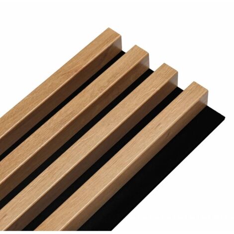Decoon – Panneau décoratif mural 3D en chêne sur fond noir – Épaisseur 3 cm – Format 250 x 17,6 cm – Installation facile pour toutes les pièces