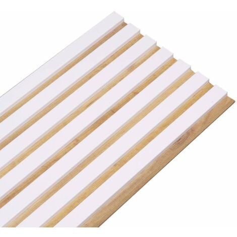 Panneau tasseaux bois 250 x 30 x 1,4 cm décor blanc / fond rigide chêne - 0,75m²