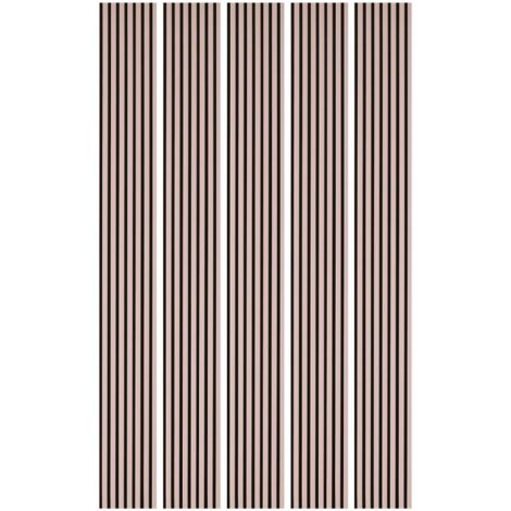 Mur TV - Lot de 5 Panneaux tasseaux bois 250 x 30 x 1,9 cm - rose pastel/feutrine noir - 3,75m² (1/5)