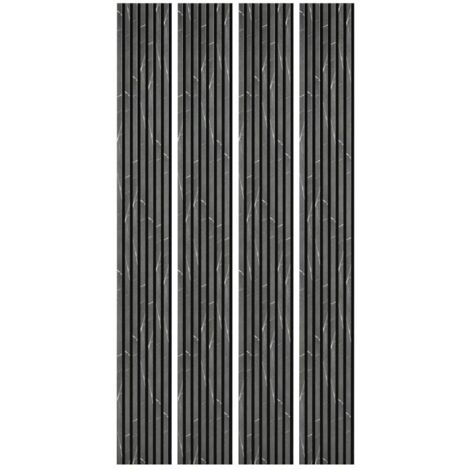 Decoon – Lot de 4 panneaux décoratifs muraux en MDF – Décor marbre noir et feutrine – Dimensions 250 x 30 x 1,9 cm – Isolation phonique