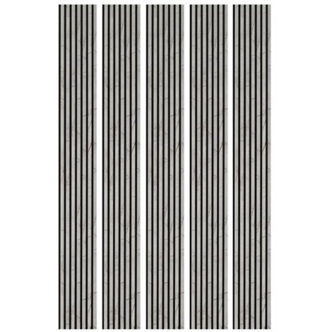 Mur TV - Lot de 5 Panneaux tasseaux bois 250 x 30 x 1,9 cm - décor marbre gris/feutrine noir - 3,75m²