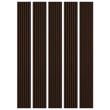 Decoon – Lot de 5 panneaux décoratifs muraux MDF chêne foncé avec feutrine acoustique – Dimensions 250 x 30 x 1,9 cm – Surface 3,75 m² - BOIS 250 X (1/5)