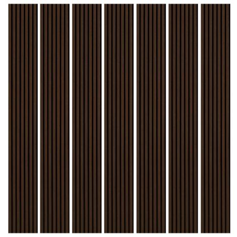 Mur TV - Lot de 7 Panneau tasseaux bois 250 x 30 x 1,9 cm - décor chêne foncé / feutrine noir - 5,25m² (1/5)