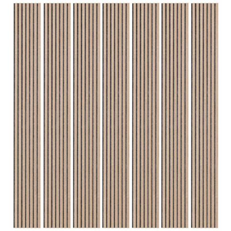 Mur TV - Lot de 7 Panneau tasseaux bois 250 x 30 x 1,9 cm - Décor chêne / Feutrine grise - 5,25M²