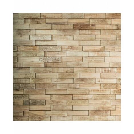 Decoon – Plaquette de parement en teck blanchi 0,96 m2 – Effet 3D pour décoration murale – Pose rapide et intuitive