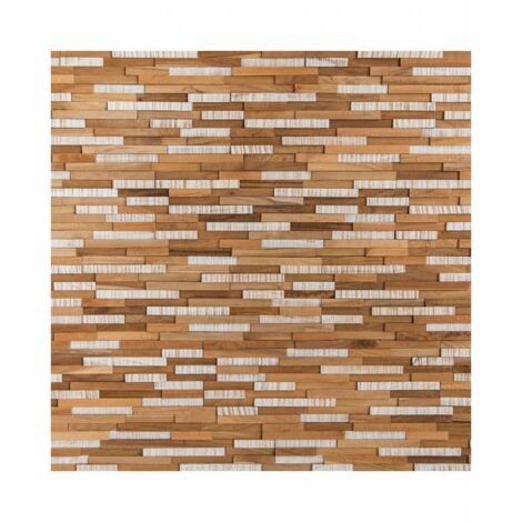 Decoon – Parement bois teck blanchi 0,57 m2 – Fines lames pour pose rapide – Ambiance moderne et chaleureuse – Colle mastic polymère recommandée