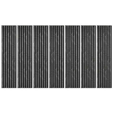 Decoon – Lot de 7 panneaux décoratifs muraux en bois 120 x 30 x 1,9 cm – Tête de lit en marbre noir et feutrine – Pose rapide et adaptable (1/5)