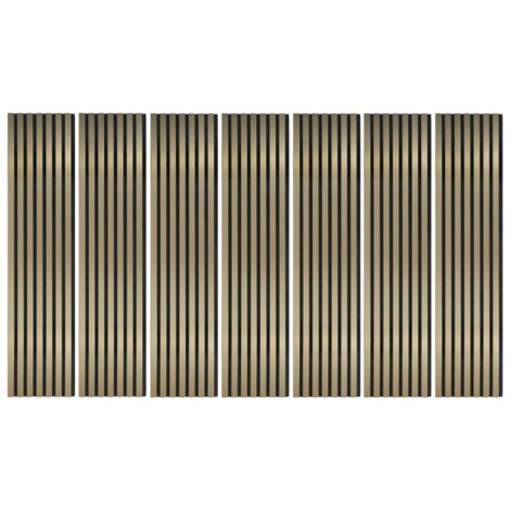 Decoon – Lot de 7 panneaux décoratifs muraux en MDF gold – Tête de lit 120 x 30 x 1,9 cm – Finition feutrine noire – Design acoustique moderne