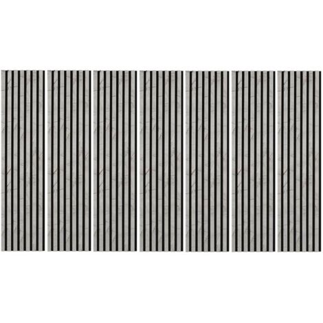 Decoon – Lot de 7 panneaux décoratifs muraux en tasseaux bois 120 x 30 x 1,9 cm – Tête de lit marbre gris et feutrine noire – Surface 2,52 m² (1/5)