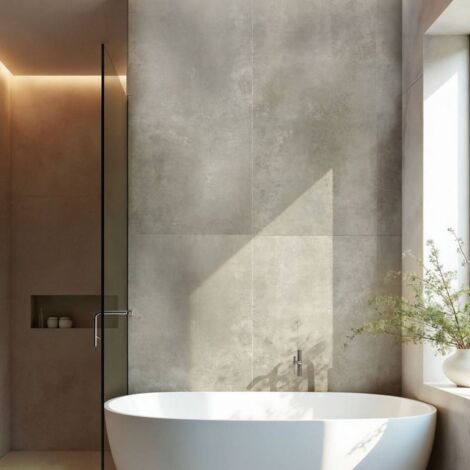 Decoon – Lot de 4 dalles murales SPC effet pierre beige – Dimensions 59,2x118,4cm – Surface 2,8m² – Résistantes aux rayures et humidité