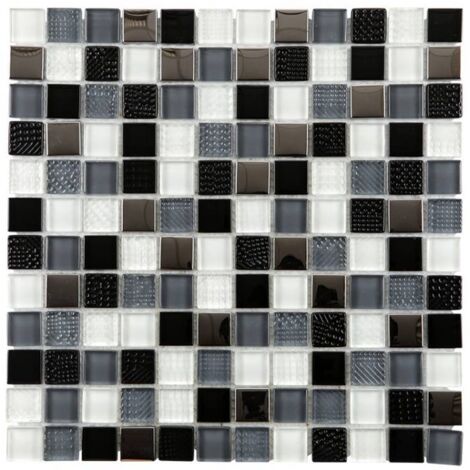 Mosaïque Gris Noir Strié Alu et Verre AL09, 30,5x30,5x0,8cm Mosaïque Gris Noir Strié Alu et Verre AL09, 30,5x30,5x0,8cm