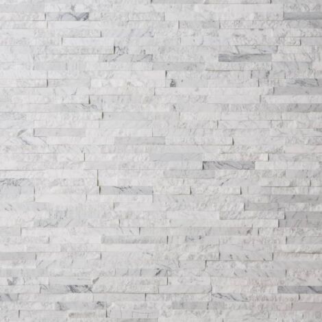 Decoon – Parement mural en marbre blanc 40 x 10 cm – Épaisseur 0,7 à 1,3 cm – Surface couverte 0,432 m² – Pour intérieur moderne