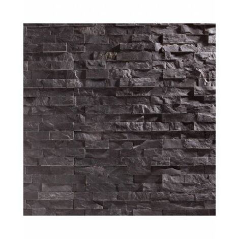 Decoon – Parement mural en pierre naturelle d'ardoise noire – Format en Z – Surface couverte 0,47 m² – Effet décoratif moderne