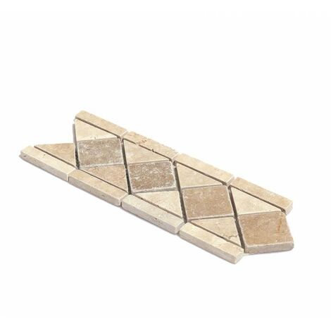 Decoon – Frise de mosaïque en travertin mix light/noce 10x29 cm – Pose murale intérieure – Fixation recommandée avec colle – Effet authentique