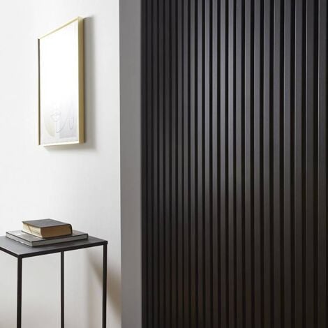 Panneau mural acoustique tasseaux bois 250 x 30 x 1,9 cm - Lamelles placage noir fond noir - 0,75m²