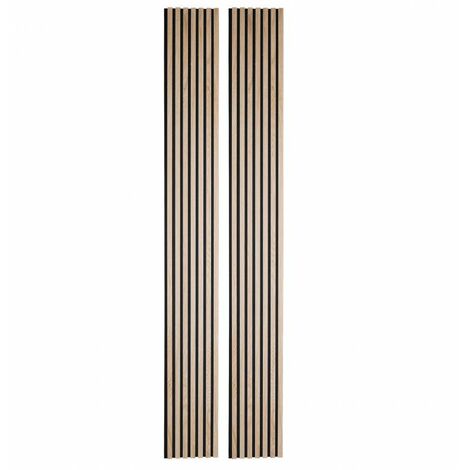 Lot de 2 panneaux tasseaux bois 250 x 30 x 1 cm - Lamelles bois placage chêne clair véritable fond noir - 1,5m²