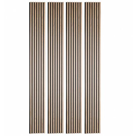 Decoon – Lot de 4 panneaux décoratifs muraux en MDF placage chêne clair – Dimensions 250 x 30 x 1 cm – Prêts à poser pour décoration intérieure - BOIS 250 X